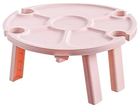 CIYODO Weinglasregal Weintisch Im Freien Klappbarer Picknicktisch Serviertablett Für Vorspeisen Klappbarer Tisch Couchtisch Tablett Rund Tisch Hochklappen Rosa Plastik Wiederverwendbar