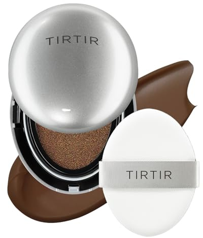 TIRTIR Mask Fit Aura Glow Silver Cushion Foundation | Semi-glow Finish, Natural Coverage, Moisturizing, Lightweight, Korean cushion foundation (#51N Fudge, Full Size, 0.63 Fl Oz)