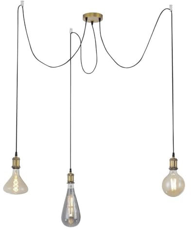 BLicht Pendellampe Hängeleuchte für 3 x E27 (max. 60W) kürzbar höhenverstellbar exkl. Leuchtmittel, Farbe: Messing