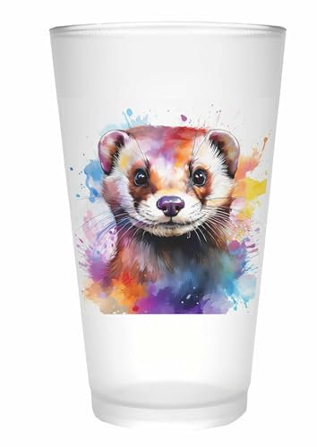 Merchandise for Fans Trinkglas |Saftglas | Glas | Becher | matt | 450ml - Haustier Frettchen 78