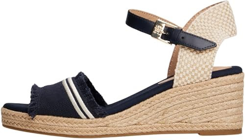 Tommy Hilfiger Espadrilles Compensées Femme Fringe Canvas à Talon Compensé, Bleu (Space Blue), 39