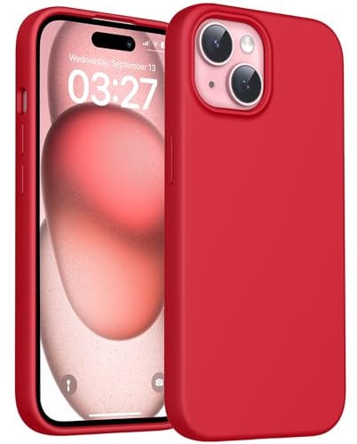 TOCOL für iPhone 15 Hülle Silikon, Stoßfest rutschfest Anti-Fingerabdruck Kratzfest Handyhülle für iPhone 15 Case, Rot