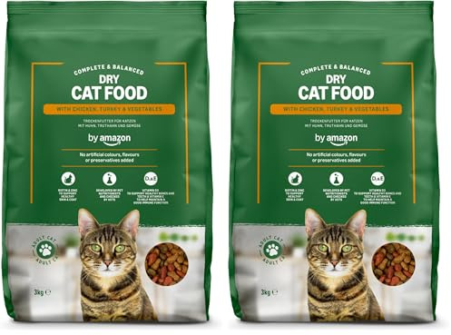 by Amazon - Complete Dry Cat Food with Chicken, Turkey and Vegetables, 2 pack of 3kg