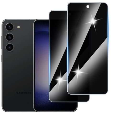 【2 Piezas】 Protector Pantalla Privacidad para Samsung galaxy S23,Anti-Espía Vidrio Película,Cristal Vidrio Templado Anti Espía,9H Dureza,Sin Burbujas,Anti-Arañazo,Privacy Screen Protector