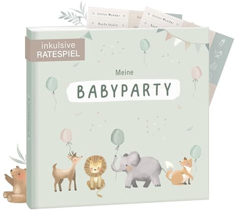 mintkind® Gästebuch Meine Babyparty Salbei - Babyparty Geschenk für Junge & Mädchen, Baby Shower & Gender Reveal Deko, Baby Fotoalbum zum Selbstgestalten