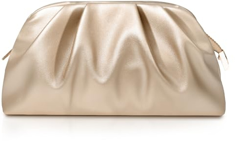 lovyoCoCo Clutch Purse for Women Soft Pleated PU Wedding Clutch, Elegant Evening Bag for Galas, Proms,Cocktail Parties (Champagne Gold)