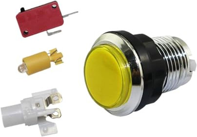 Botón De Consola De Juegos Con Luz - Pulsador LED Arcade LED - Pequeño Botón Pulsador para Máquina Arcade con Suministros De Juego Ligeros Y Resistentes Para Adultos,