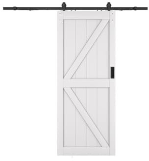 Vente-unique-Porta Scorrevole con Esterno Muro H205 x 83 cm Legno e MDF Bianco - NEFARA