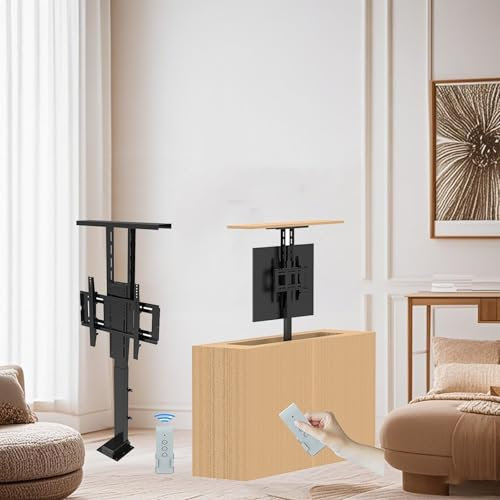 QICBYING Für 42-70 Zoll Elektrischen TV-Liftständer, Teleskop-TV-Lift Mit Automatischer Hub-TV-Halterung, Kann In Einem Schrank Versteckt Werden, Motorisierte TV-Halterung Mit Fernbedienung