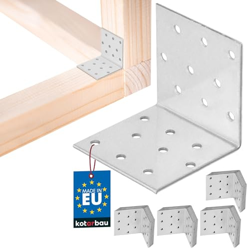 KOTARBAU® Lot de 50 raccords d'angle - Équerre pour charges lourdes - 60 x 60 x 60 mm - En acier galvanisé - Équerre en acier - Stable - Durable - Connecteurs de poutres - Argenté