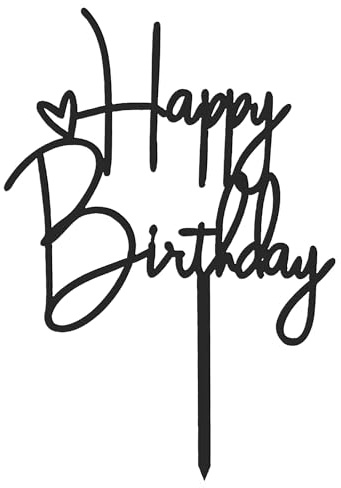 2 Stück Schwarz Happy Birthday Tortendeko aus Acryl Acryl Tortendeko Geburtstag Happy Birthday Cake Topper für Mädchen Jungen Frauen Mann