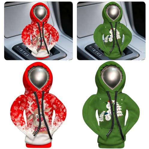 Generisch Schalthebel Hoodie Weihnachten,Kreativer Auto Schaltknauf Hoodie Abdeckung,Weihnachtsdekoration im Auto (Weihnachten, Generisch)