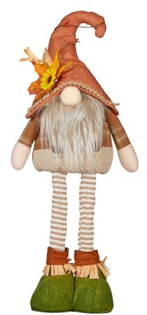 GNOME Mit Ausziehbaren Beinen, 50cm Herbstdeko Wichtel Mit Ausziehbaren Beinen, Herbstgnom Im Stehen, Autumn Dekoration Plüsch Figuren, Stehende Zwerge Zum Erntedankfest, Halloween Deko Figur