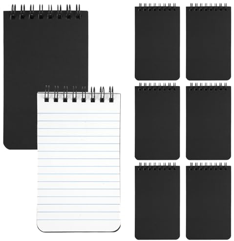 Rairsky 8 Pcs Mini Notizblock Klein,Kleines Notizbuch Spirale A7 cm | Pocket Notebook Kinder,Notizblöcke Schwarz für SchüLer, Studenten, Tägliche Tagebucheinträge und Besprechungsnotizen