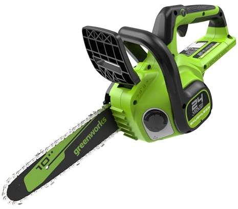 Greenworks 24V Motosega Senza Fili,Motosega Elettrica a Batteria Brushless 25cm con Olio Automatico, Velocità Catena 7.8m/s, Solo Strumento