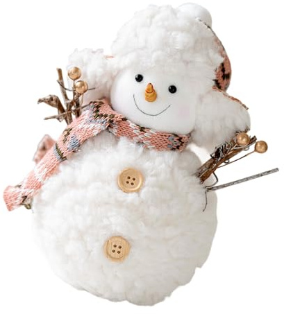 GMBYLBY Handgefertigte gestrickte Schneemann Plüschpuppe, Weihnachtsdekoration, sicher für Kinder, saisonale Desktop Dekoration, Stoff Schneemann Figur