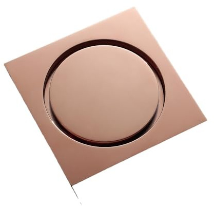 Rejilla Desague Ducha Drenaje de Piso Latón Oro Rosa Cuadrado 10x10 cm Baño Ducha Rejillas residuos Colador Inodoro Balcón Desagües Agua(Rose Gold 051-5)