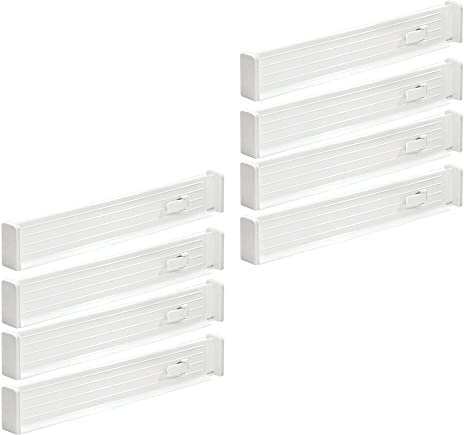 mDesign 2er-Set - 4er-Set (Insgesamt 8 Stück) Schubladen-Organizer - dank verstellbarer Trennelemente Schublade organisieren - Schubladeneinsatz für Küchen- & Schlafzimmerschubladen - weiß