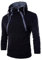 Xmiral Kapuzen-Pullover Herren Einfarbig Lose Kapuzensweatshirt Hoodies Reißverschluss-Ausschnitt(L,Schwarz)