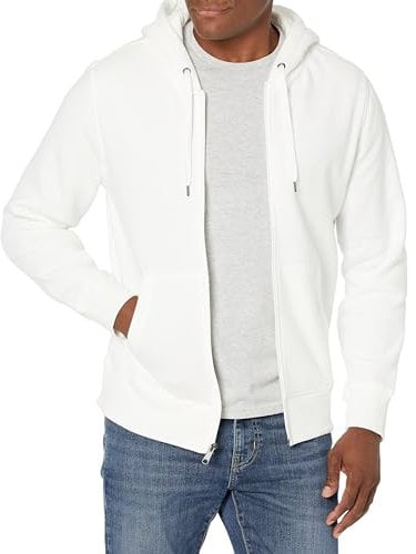 Amazon Essentials Felpa con Cappuccio e Cerniera Integrale in Pile (Disponibile nelle Taglie Big & Tall) Uomo, Bianco Brillante, M