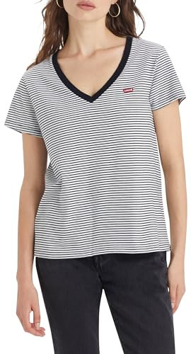Levi's Perfect V-neck, T-shirt Donna, Annalise Stripe Cloud Dancer, L