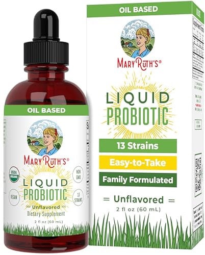 MaryRuth Organics, Probio-Drops, Enzym-Supplement (pflanzlich und wasserbasiert), Geschmacksneutral, 60ml, Vegan, Glutenfrei
