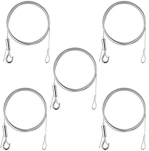 5 Piezas Cable de Colgar de Acero Inoxidable, Alambre para Colgar de Acero 1.5 mm×2 m Ajustable con Lazo y Gancho Cuerda de Alta Resistencia para Colgar Marco de Imagen Ropa Cuadros Soporte 30 Kg