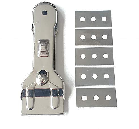 G&E Leipzig Kochfeldschaber Glaskochfeldschaber, Silber, Metall, 14 cm x 4,5 cm, inkl. 5 Ersatzklingen