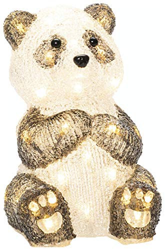 Konstsmide LED Acryl Pandabär, klar, 24V Außentrafo, 40 warm weiße Dioden, weißes Kabel - 6284-103