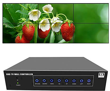 ISEEVY 6-Kanal 4K60 UHD Video-Wand-Controller 2x3 3x2 UHD TV Wandcontroller 4K für 6 TV Spleiß-Display Unterstützung 3840x2160@60Hz Eingänge und 90 Grad drehbar für Hochformat-Bildschirme