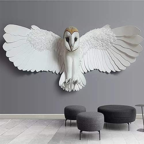 Wandbild 3D Kreative Weiße Eule Tapete Wohnzimmer Schlafzimmer Büro Korridor Buntes Poster Moderne Wanddekoration Wanddekoration fototapete 3d Tapete effekt Vlies wandbild Schlafzimmer-250cm×170cm