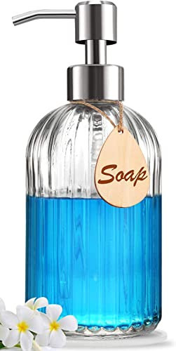 Dispenser Sapone Vetro - Dispenser Di Sapone Liquido Con Sottobicchiere In Silicone Antiscivolo Per il Bagno - Altri Liquidi e Detersivo Per La Cucina