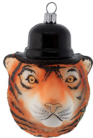 Hamburger Weihnachtskontor - Christbaumschmuck - Tiger-Kopf Schwarzer Zylinder