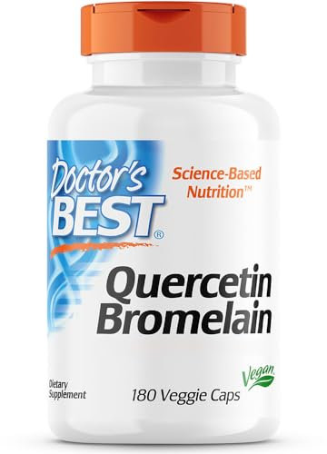 Doctor's Best, Quercetina Bromelina, 180 Cápsulas veganas, Altamente Dosificadas, Probadas en Laboratorio, Sin Soja, Sin Gluten, No GMO