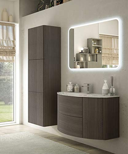 Hängeschrank Eden dunkle Eiche, 120 cm, nur Untergestell und Waschbecken aus Glas
