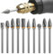 BLOSTM Rotary Burrs Set - 10pcs Tungsten Carbide Die Grinder Bits for Rotary Tool, 1/8 Inches Shank, Wear Resistant Files for Metal, Polishing, Drilling, Carving Burrs for Wood - 10 PACK