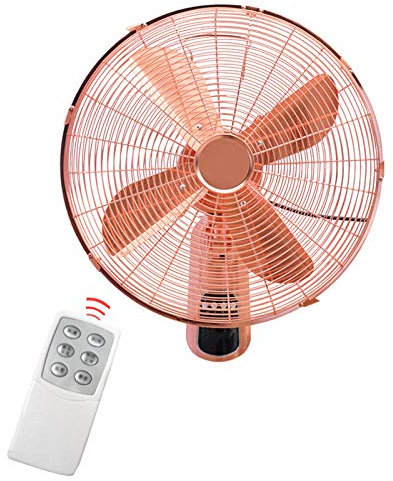 SHALOLY Ventilador de Pared Retro, 4 aspas, 3 velocidades, Control Remoto, sincronización de 7,5 h, Ventilador de refrigeración, Adecuado para Sala de Estar, Dormitorio, Comedor (23 Pulgadas)