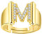 JewelryWe Schmuck Damen-Ring Buchstabe Ring Verstellbare Initiale Alphabet M Band Ringe mit Zirkonia Gravur Geschenk für Frauen Mädchen Gold
