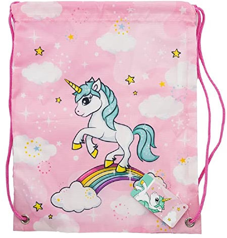 Premium Kinder Turnbeutel Einhorn Unisex Tasche | Kindergarten, Krippe, Reise, Sport | geeignet als Gymsack, Rucksack, Spieltasche, Sportbeutel, Schuhbeutel - für Mädchen und Jungen