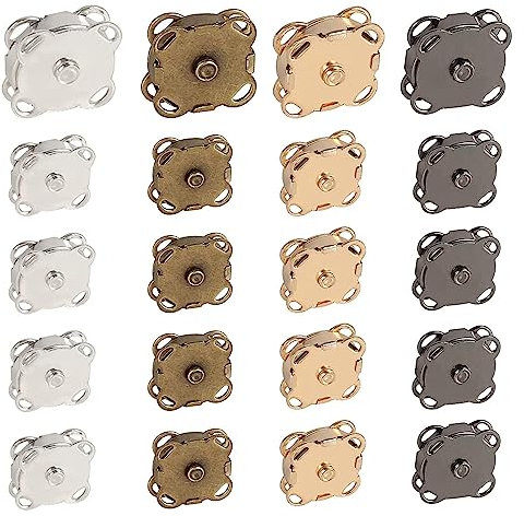 Fermoir Magnétique Bouton, Bouton Aimanté, 20 Piecès Bouton Magnétique, Fermoir Magnétique Sac, Bouton Magnétique de Couture, pour Bricolage, Sacs à Main,Vêtements,Vestes,4 Couleurs