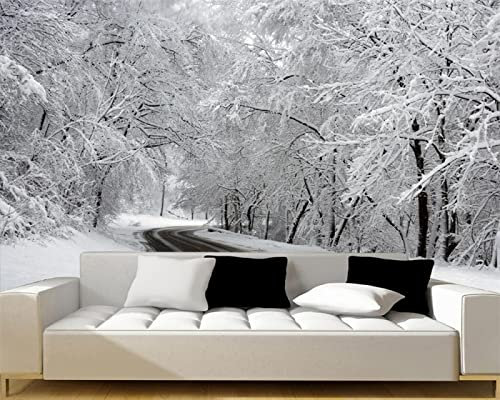Papier Peint panoramique Papier peint 3d mural noir et blanc de forêt de vue de neige, 274 * 254cm Décoration Murale Salon Chambre á Coucherr restaurant