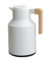 Pichet Isotherme 1000ml avec Coque en Plastique Intérieur en Verre, Blanc Double Paroi Pot Sous Vide Rétention de Chaleur Bouilloire à Café Thermique avec Manche en Bois pour Jus de Thé, Café