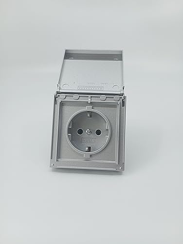 GIRA 445465 Steckdose alu mit Klappdeckel IP44