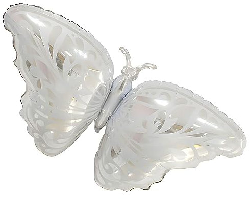 Folienballon in Tierform, Schmetterling Design, Weiß, Großformat ca. 108,5 * 55 cm, Perfekt für Geburtstagsfeiern, Hochzeiten, Babypartys, Dekoration, Kinderpartys, Geschenkidee, Überraschungselement