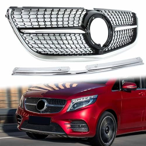 BEROZA Front Kühlergrill Ersatz, für Benz Vito W447 AB 03.2019 2020 2021 2022 2023 Frontstoßstangenmaske Auto Grill Modifiziertes Zubehör