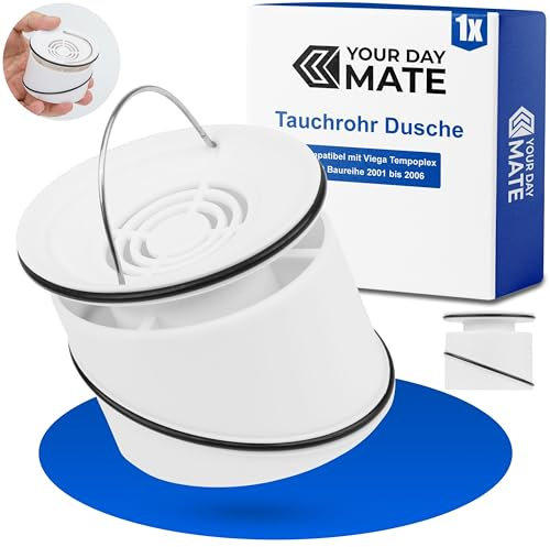 Tauchrohr mit Haarfilter, kompatibel mit Viega Tempoplex, 78 x 62 mm außen, 64 mm Höhe, Ersatz zu Modell 6958.1-821, Artikel 450 229, für Baureihe ab 2001 bis 2006, Duschablauf Siphon Rohrstück Sieb