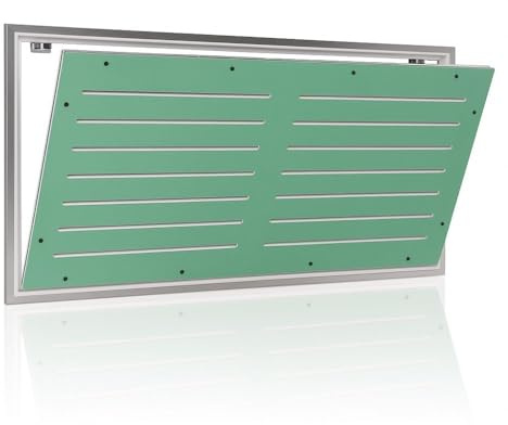 Botola di Ispezione in Cartongesso (35x35) Idrofugo 12,5 mm con Asole Aerazione 10 mm, Sportello Removibile Push-Pull, Telaio Alluminio, Stuccabile e Pitturabile, per Parete e Controsoffitto