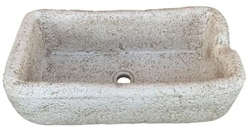 Piloccia rustica in cemento bianco - per arredo esterno e interno - colore banco o beige - dimensioni 80x40x30 altezza - funzione di vaso o pila con foro da 50 (beige)