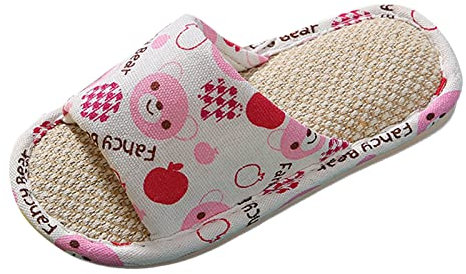 Pantofola Ballerina Bambina Bambino Pantofole Infanzia Aperta Punta Cotone Lino Comfort Slip On Pantofole Ragazze Pantofole 35, Colore: rosa., 32 EU