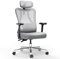 Hbada Silla de Oficina ergonómica, Silla de Escritorio de Malla Con reposacabezas, Soporte Lumbar, Silla de Ordenador reclinable de ángulo Grande, Respaldo de Malla elástica, Grau